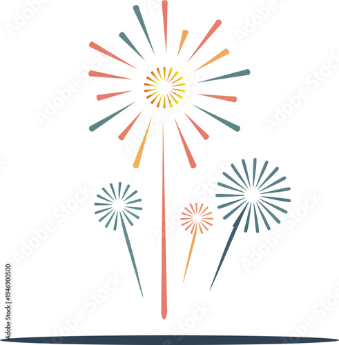 Colorful Abstract Fireworks Burst Illustration for Events
