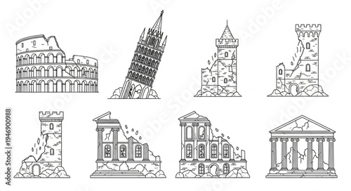 Ruined Ancient Buildings - A Collection of Architectural Sketches.
