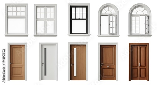 Collection of diverse modern and traditional doors and windows.