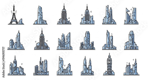 Skyscrapers and Cityscapes - A Collection of Architectural Icons in Detailed Sketches.