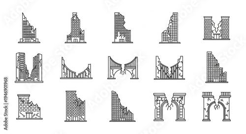 Architectural Ruins - A Collection of Distressed Building Sketches.