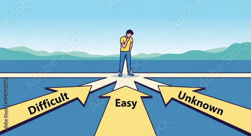 Man at crossroads making decision.