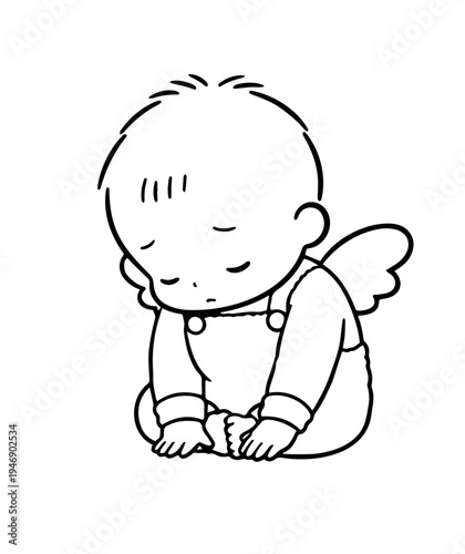 Cute baby angel bowing politely illustration