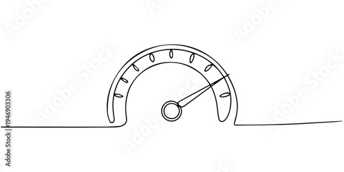 speedometer continuous one line drawing, Speedometer continuous one line drawing. Speed indicator, Internet car speed. Performance concept. Speedometer set. Fast speed sign. Vector illustration.