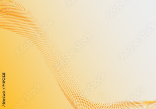 黄金色のグラデーションと粒子ドットが滑らかに広がる抽象ウェーブ背景、データフローやテクノロジーをイメージした未来的パーティクルデザイン