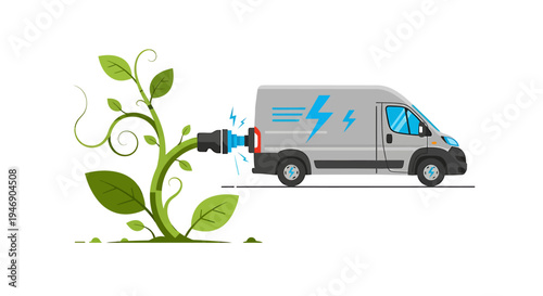Electric Vehicle Charging Station Power Supply for Eco Friendly Transportation. Vector Illustrations. EPS Editable