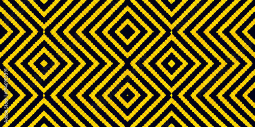 Bold geometric pattern featuring yellow and black diamond shapes