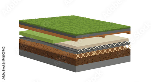 Cross Section of Building Floor Layers with Insulation and Materials. Vector Illustrations. EPS Editable