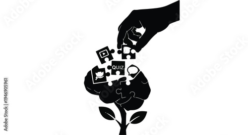 puzzle pieces forming a plant growth concept