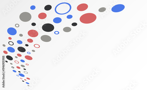 カラフルな円形ドットが広がる抽象ポップデザイン背景、ビジネス・広告・ポスターに使えるミニマルなモダングラフィック素材