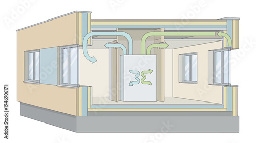 Modern Building Plumbing System Cross Section Illustration. Vector Illustrations. EPS Editable