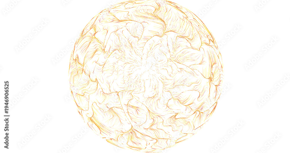 Obraz premium An abstract illustration featuring a golden sphere with complex flowing lines, evoking a sense of creativity,