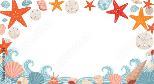 Set of colorful sea border elements vector