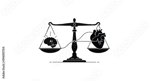 balance between brain and heart, weighing scales illustration