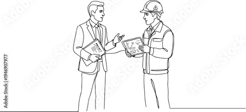 Architect and Construction Foreman Discussing Building Plans