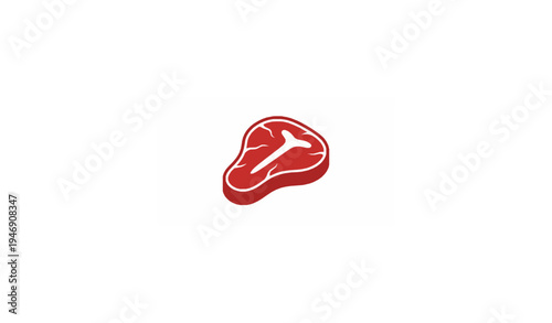 Minimal Red Beef Steak Icon Vector Simple Meat Symbol