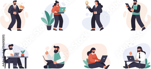 Business professionals using technology and nurturing ideas for growth