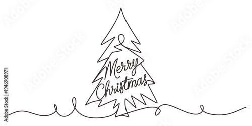christmas tree symbol illustration with words merry christmas