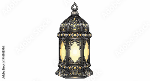 Ornate Metal Lantern with Glass Panels 2.