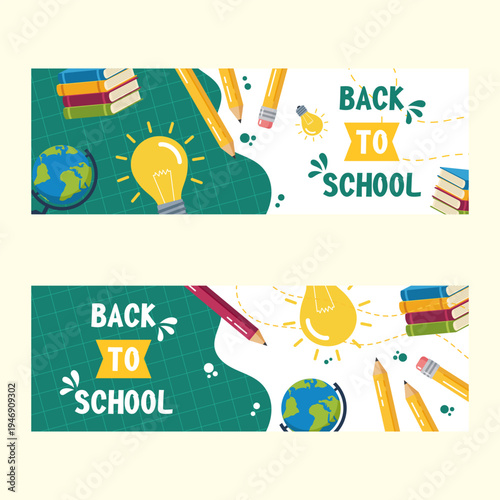 green and white back to school banners