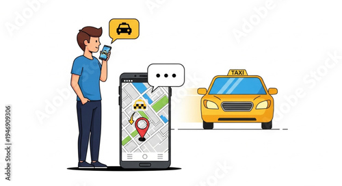Man calling taxi on smartphone.