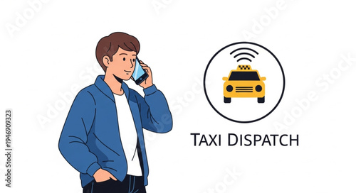 Man Calling Taxi Service.