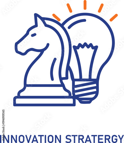 Innovative business strategy concept with knight chess piece and lightbulb on transparent background