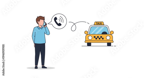 Man Calling Yellow Taxi Cab.