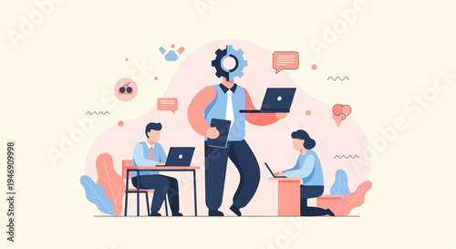 Teamwork and efficiency in a collaborative office environment