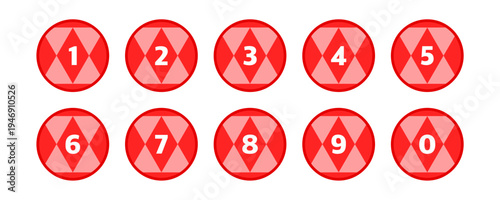 Geometric Number Icon Set Zero to Nine Polygon Circle Step Indicator Design