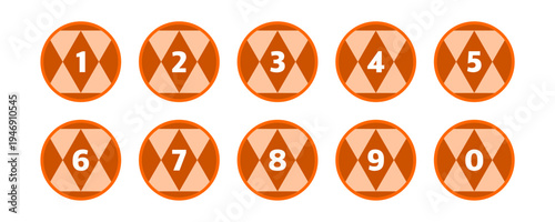 Geometric Number Icon Set Zero to Nine Polygon Circle Step Indicator Design