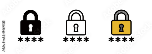 Password-protected privacy icon, padlock and password icon