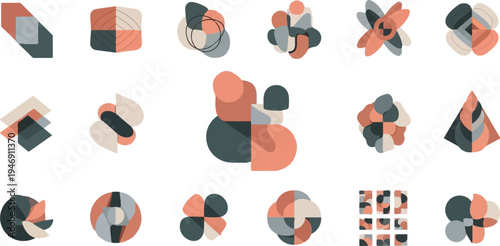 Abstract geometric shapes and patterns with a minimalist color palette