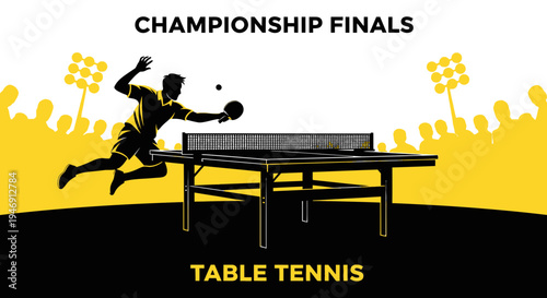 Dynamic Table Tennis Athlete Performing In Championship Finals Silhouette Artwork