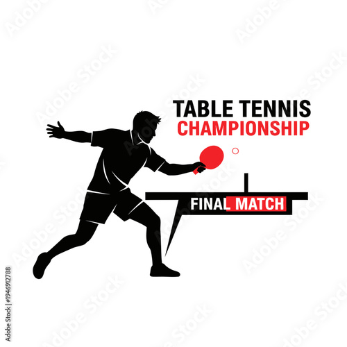 Dynamic Table Tennis Champion Silhouette Engaging In The Exciting Final Championship Match Victory