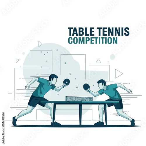 Dynamic Table Tennis Match Depicting Competitive Play and Athleticism in a Tournament Setting