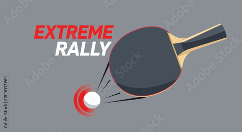 Dynamic Table Tennis Graphic Depicting an Energetic Game with Intense Rally Action