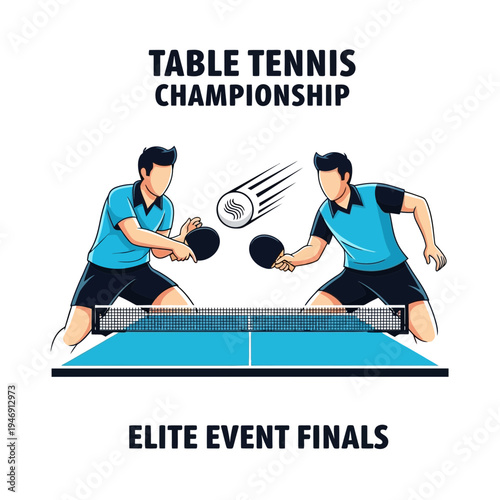 Dynamic Table Tennis Match Depicting Elite Players Competing in a Championship Tournament