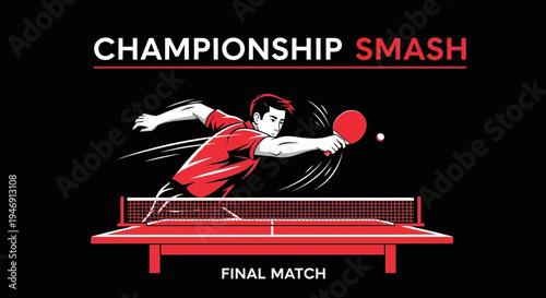 Dynamic Table Tennis Showdown: Championship Smash on the Red Court for Victory