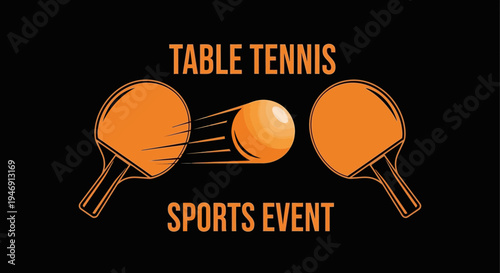 Dynamic Table Tennis Sports Illustration With A Flying Ball and Rackets Design