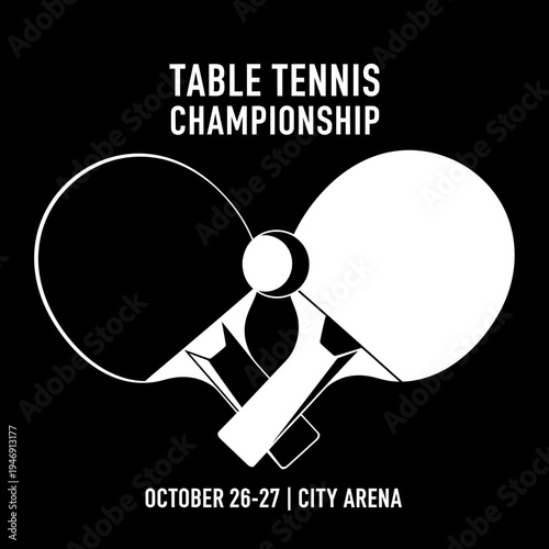 Dynamic Table Tennis Tournament Announcement Featuring Rackets and Ping Pong Ball Design