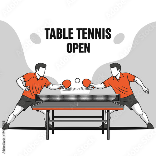 Dynamic Table Tennis Tournament Announcement Featuring Competitive Players and Match Action