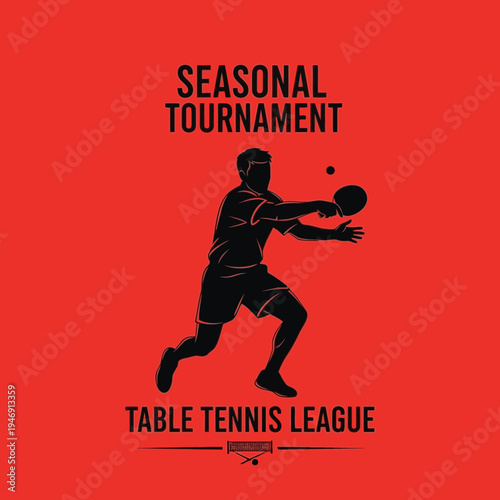 Dynamic Table Tennis Tournament Silhouette Depicting Seasonal League Competition Events