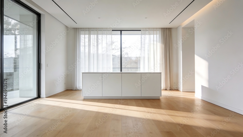 Fototapeta premium Bright Modern Interior with Wooden Flooring