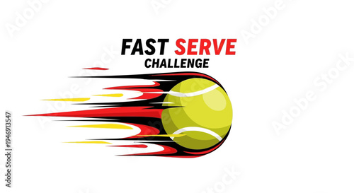 Dynamic Tennis Ball Graphic Depicting Fast Serve Challenge For Sports Competitions