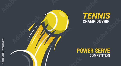 Dynamic Tennis Ball Graphic Depicting Powerful Serve During Championship Competition