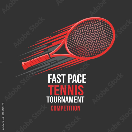 Dynamic Tennis Emblem Depicting Speed and Competition for Sporting Events and Tournaments Design