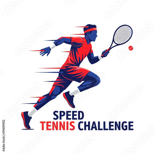 Dynamic Tennis Player in Action, Speeding Towards Ball in a Competitive Challenge