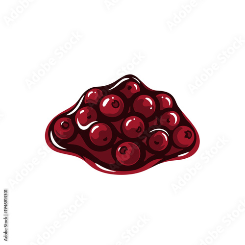 Red berry jam in a smooth texture on white background  