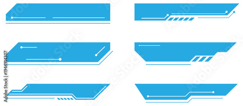 Futuristic Blue Technology Banner Set.